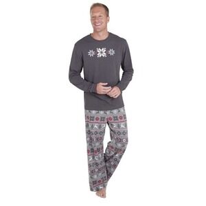 NWT PajamaGram Nordic Christmas Pajamas Set Stretch Men's Gray Size X Large